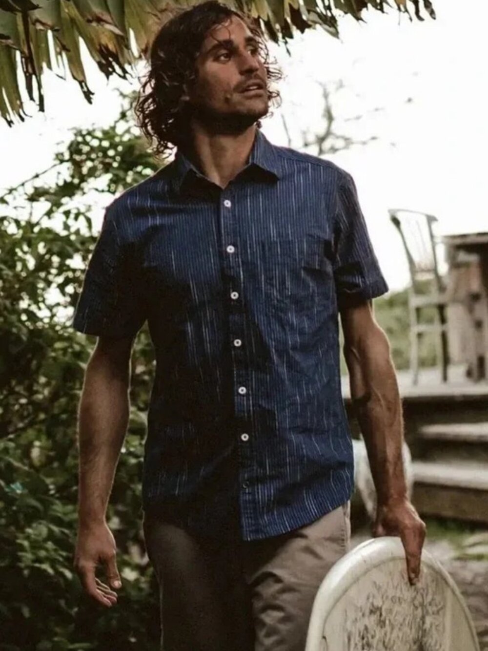 Taylor Stitch Short Sleeve California Shirt Organic Slub Cotton Stripe Size 40